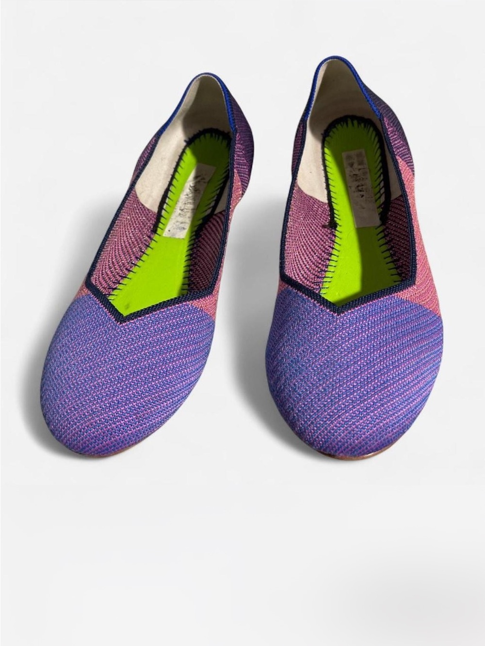 Rothy’s pink & purple metallic round toe flats - Picture 2 of 6
